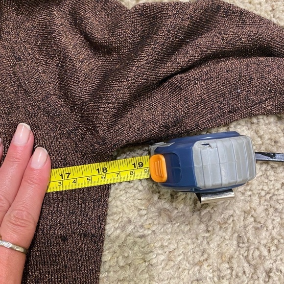 Free People Women’s Deep V Neck Sparkle Brown Sweater Size XS Pullover - Picture 6 of 8